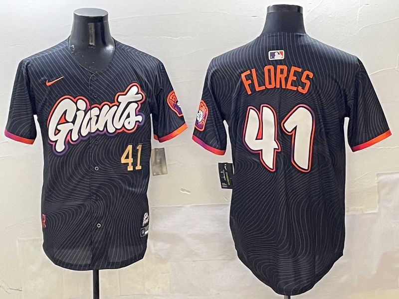 Men San Francisco Giants #41 Flores Black Joint Name Nike 2025 MLB Jersey style 2